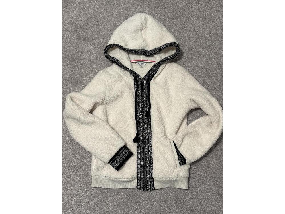 American Eagle Outfitters Women's Sherpa Hoodie Black and White Pattern Trim